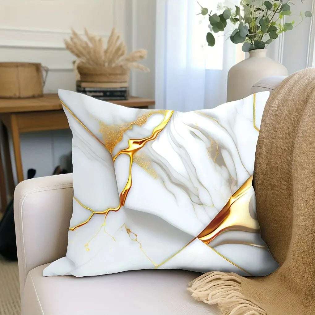 1pc Marble Textured Throw Pillowcase, Bedding Throw Pillow Cover ForLiving Room Bedroom Sofa, No Pillow Insert, 17.71*17.71in Writings On The Wall 
