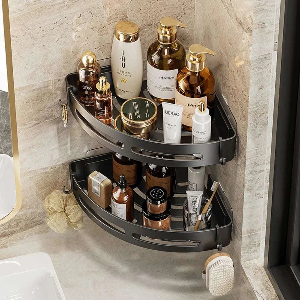 1/2/3pcs plastics Bathroom Shampoo Holder Adhensive Shower Caddy Shelves Storage No Drill Shelf Corner Towel Holder Shelves Writings On The Wall 
