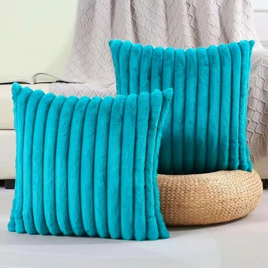 pack of 2 of artificial plush pillowcases, luxurious soft striped decorative pillowcases, suitable for sofa interiors Writings On The Wall 