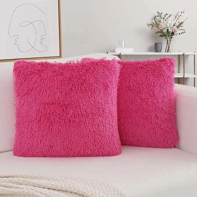 Pack of 2 Luxury Faux Fur Throw Pillow Cover Deluxe Decorative Plush Pillow Case Cushion Cover for Sofa Bedroom （no pillowcore） Writings On The Wall 