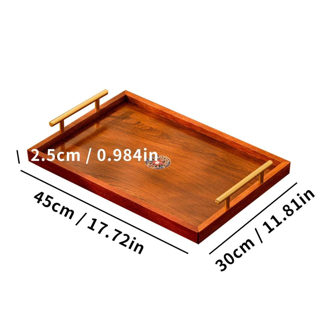 Wooden Serving Tray Set of 3 with Metal Handles - Multi-functional Breakfast, Party & Storage Platters (Brown) Writings On The Wall 