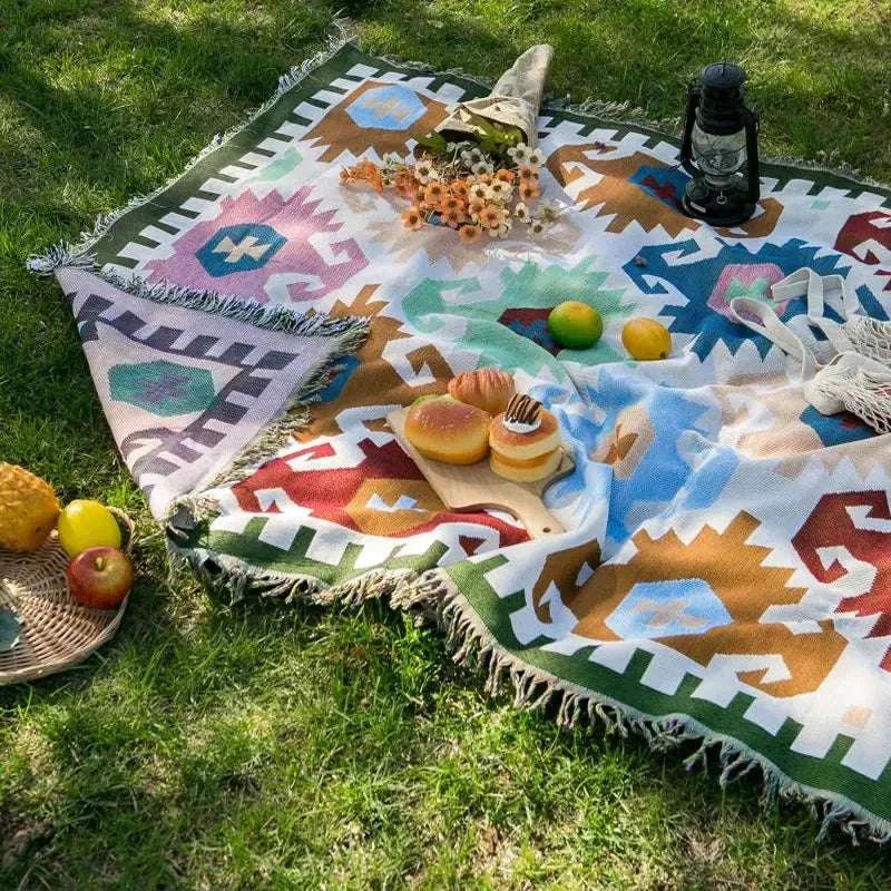 1pc Outdoor blanket, picnic mat, home bed sheet, checkered sofa, throwing camping blanket, tent mat, warm blanket, tear resistan Writings On The Wall 