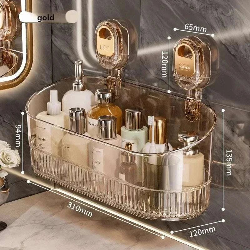 Shower Suction Cup Shelf Basket Light Glacier Pattern One Second Installation bathroom Organizer Storage Rotating to Suck Remove Writings On The Wall 