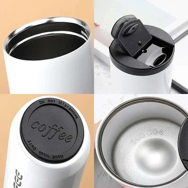 High Quality 304 Stainless Steel Travel Coffee Mug 400ML Double Wall Insulated Leak Proof Cup for Home Office Christmas Present Writings On The Wall 