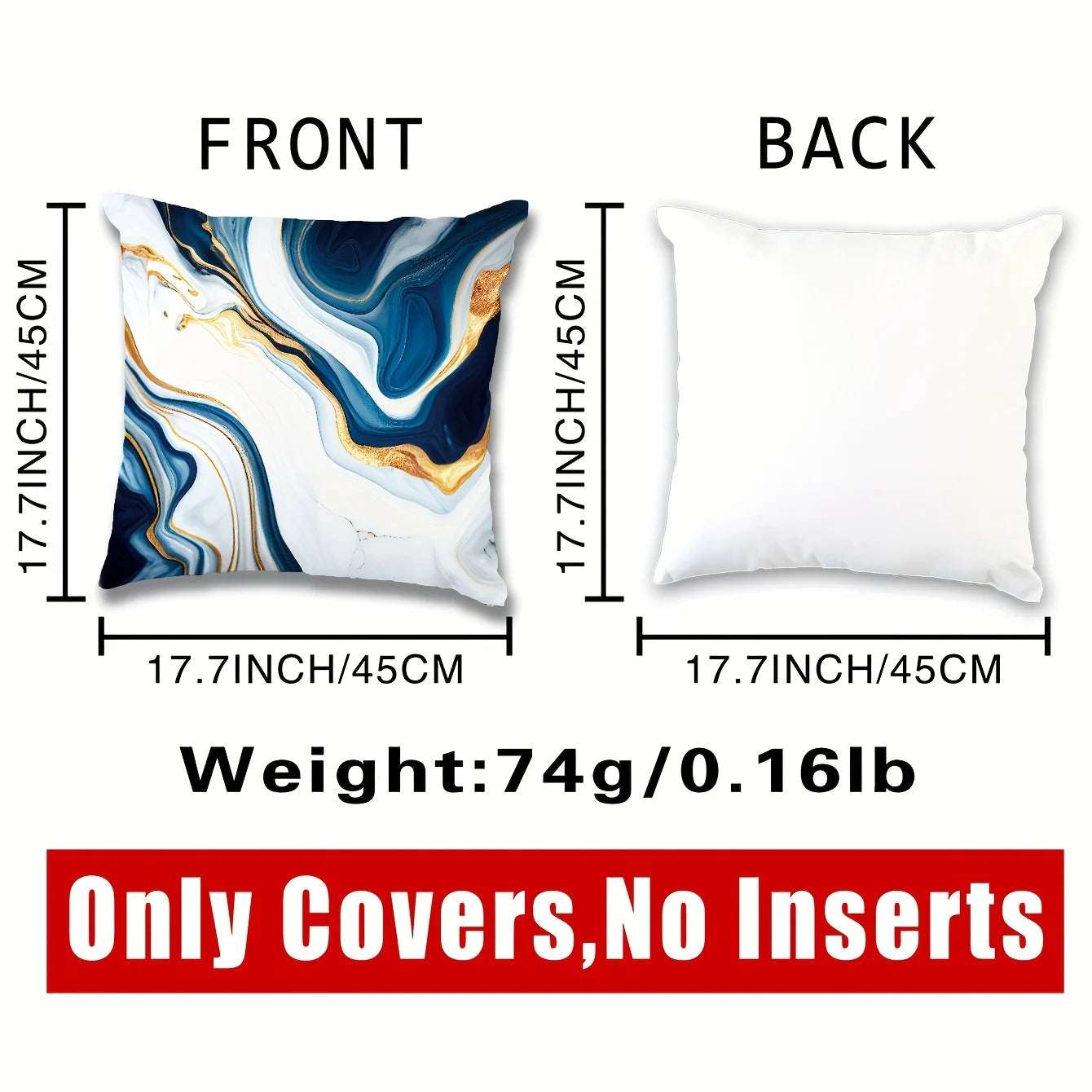 1pc Marble Textured Throw Pillowcase, Bedding Throw Pillow Cover ForLiving Room Bedroom Sofa, No Pillow Insert, 17.71*17.71in Writings On The Wall 