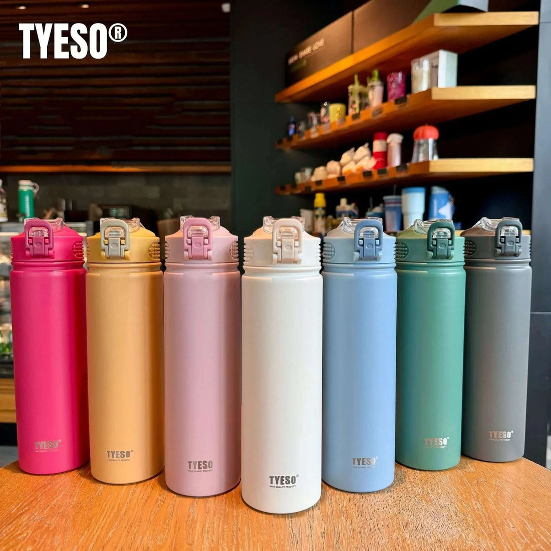 TYESO 600/750ML Thermos Bottle With Straw Stainless Steel Car Thermal Cup Sports Water Bottles Keeps Cold and Heat Thermal Mug Writings On The Wall 