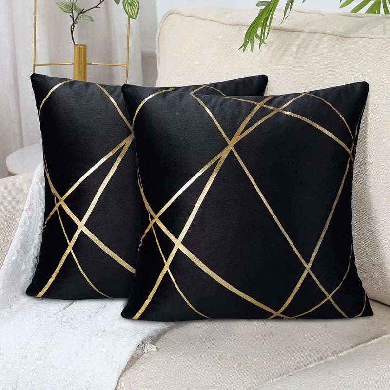 Fashion Design Velvet Cushion Cover 45x45cm Home Decor Golden Line Sofa Pillow Cover Home Pillowcase Writings On The Wall 