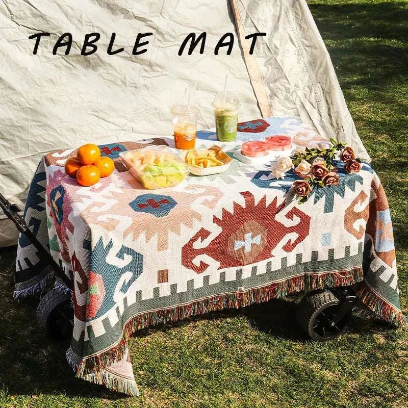 1pc Outdoor blanket, picnic mat, home bed sheet, checkered sofa, throwing camping blanket, tent mat, warm blanket, tear resistan Writings On The Wall 