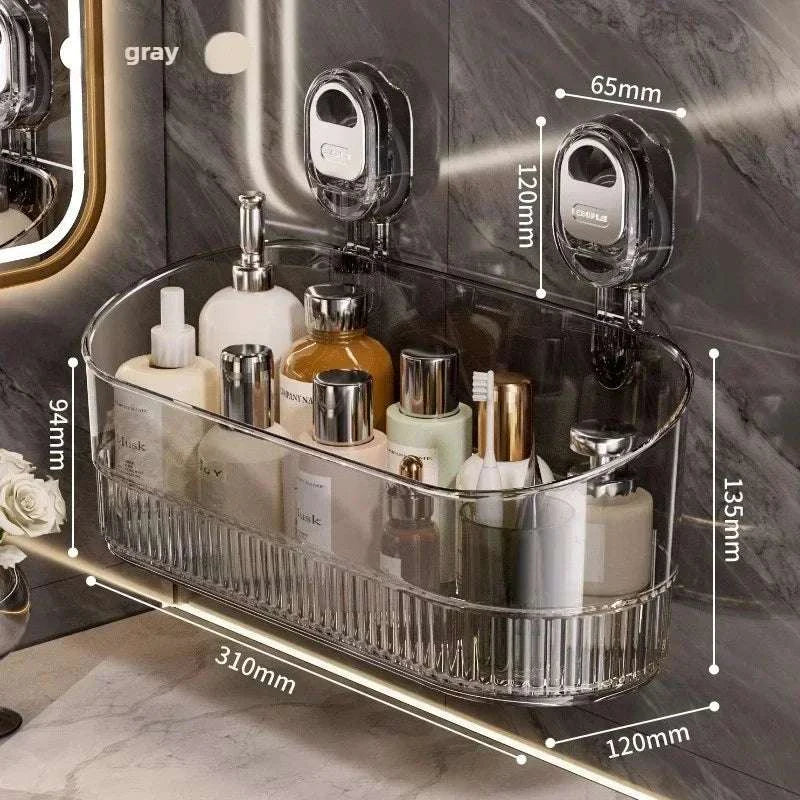 Shower Suction Cup Shelf Basket Light Glacier Pattern One Second Installation bathroom Organizer Storage Rotating to Suck Remove Writings On The Wall 