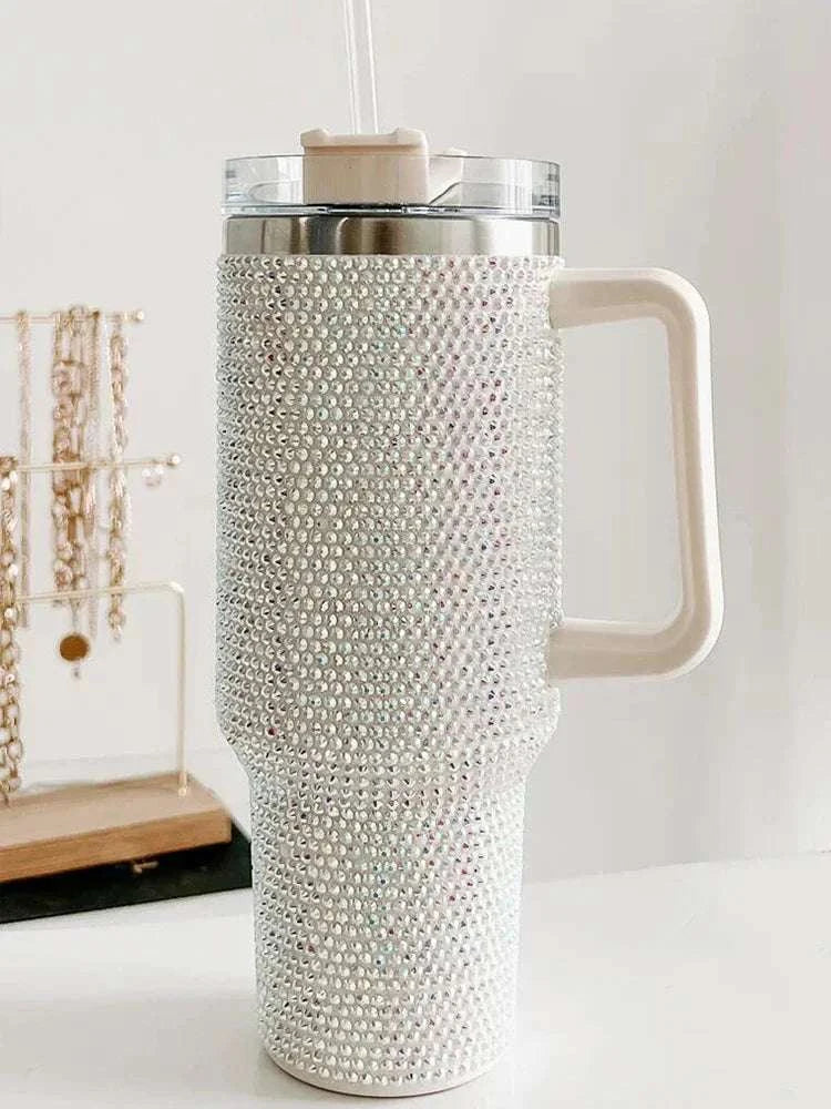 40oz Shiny Diamond Shiny Diamond Tumble Coffee Insulation Cup Stainless Steel Car Bottle Straw Large Capacity Rhinestone Cup Writings On The Wall 