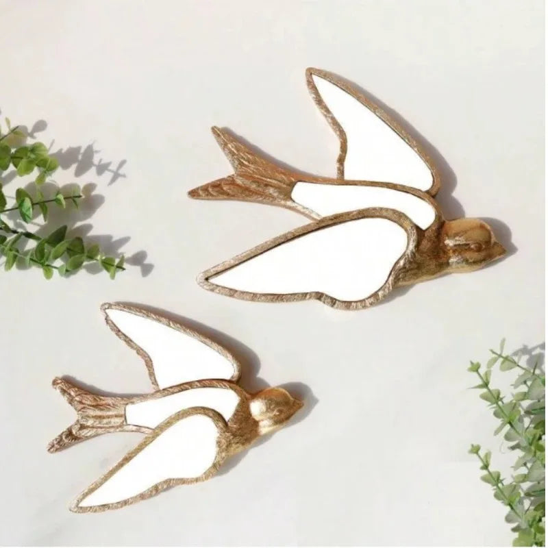 Vintage Forest Decorative Mirrors Dragonfly Swallow Wall Hanging Wall Decoration Light Luxury Home Decoration European Style New