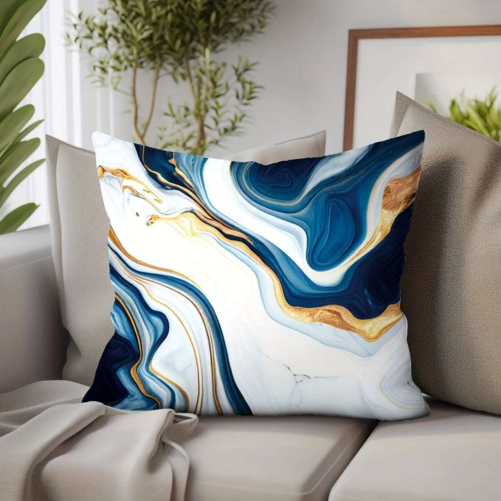 1pc Marble Textured Throw Pillowcase, Bedding Throw Pillow Cover ForLiving Room Bedroom Sofa, No Pillow Insert, 17.71*17.71in Writings On The Wall 