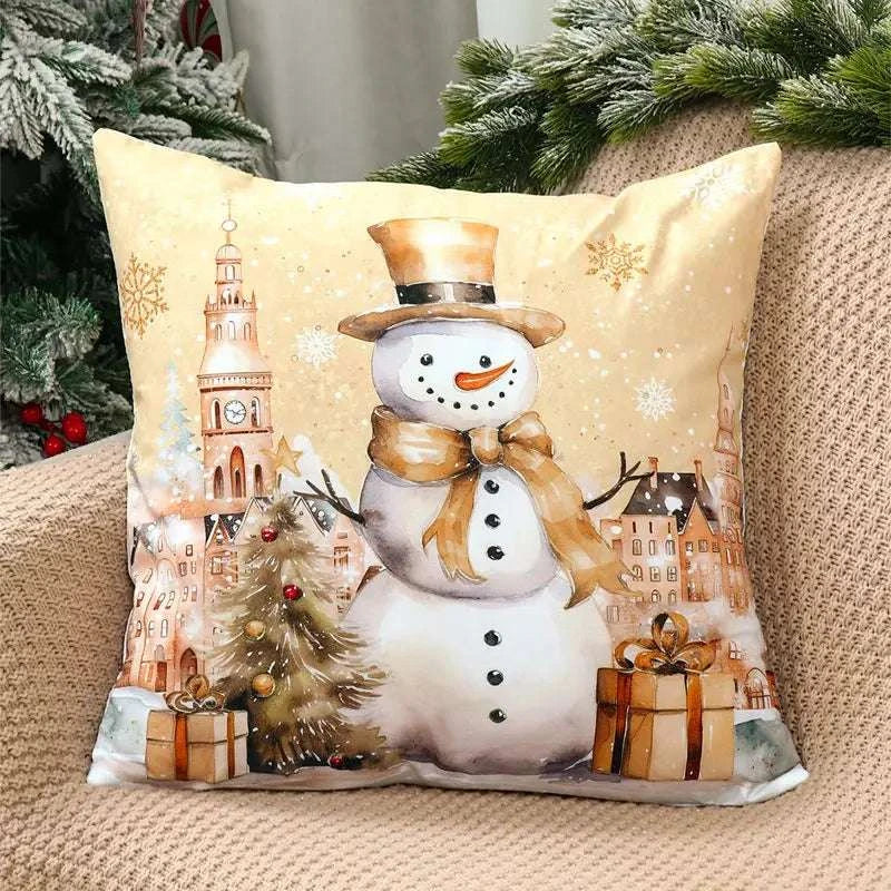 4pcs Merry Christmas Cushion Cover Home Decorations 2025 Christmas Ornament Pillow Case Xmas Navidad Gifts New Year Gifts 2026 Writings On The Wall 