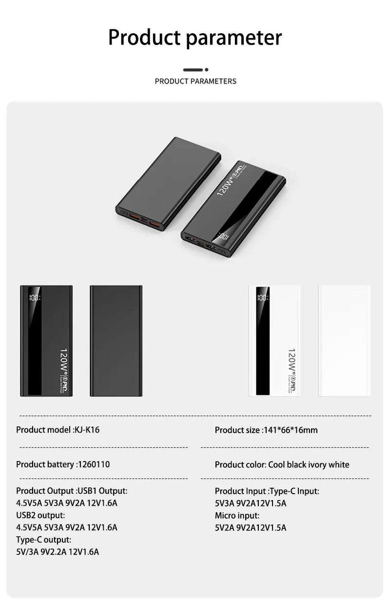 Xiaomi 120W 200000mAh Power Bank High Capacity Digital Display Fast Charging Powerbank Portable Battery Charger For iPhone Writings On The Wall 