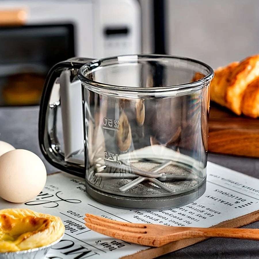 Semi-Automatic Flour Sifter With Hand Press Design Transparent Flour Sieve Non-stick Baking Tools Kitchen Gadgets Accessories Writings On The Wall 