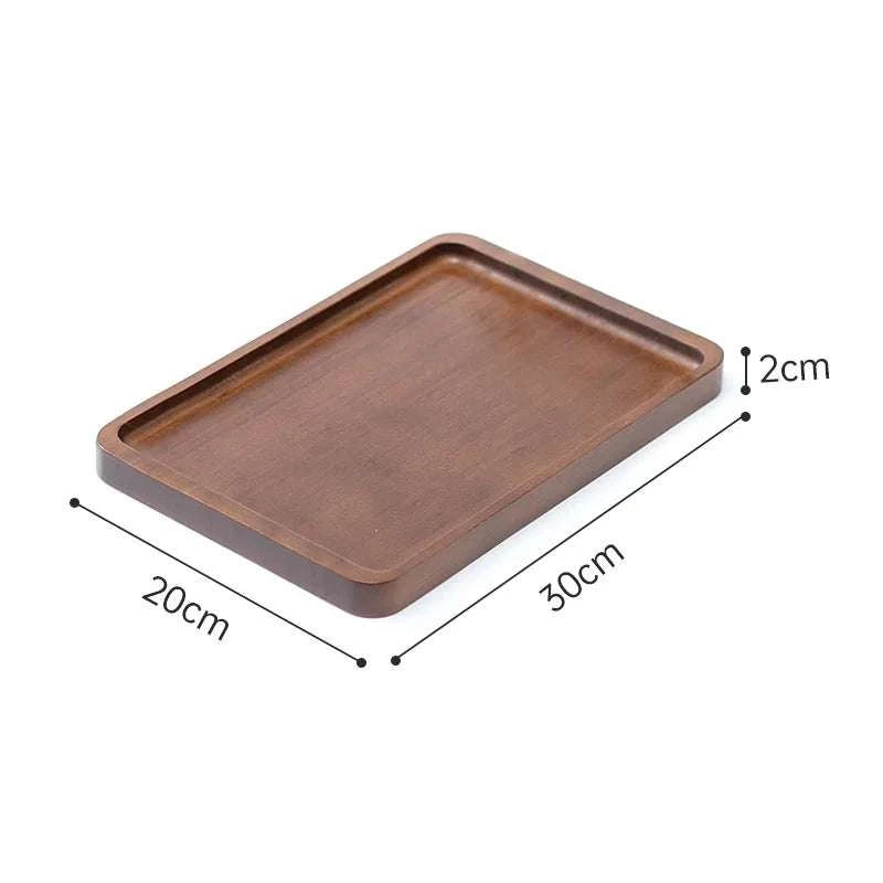 HeMu-Right Angled Bamboo Tray Handle, New Chinese Tea Set Bamboo Hotel Small Tea Tray Wooden Family Breakfast Tray Metal Handle Writings On The Wall 