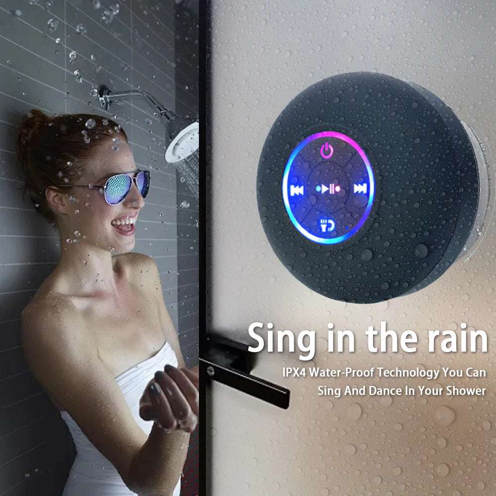 Portable Wireless Bluetooth Speaker LED IPX4 Waterproof Loudspeaker Outdoor Bathroom Large Suction Cup Mini Stereo Sound Box Writings On The Wall 