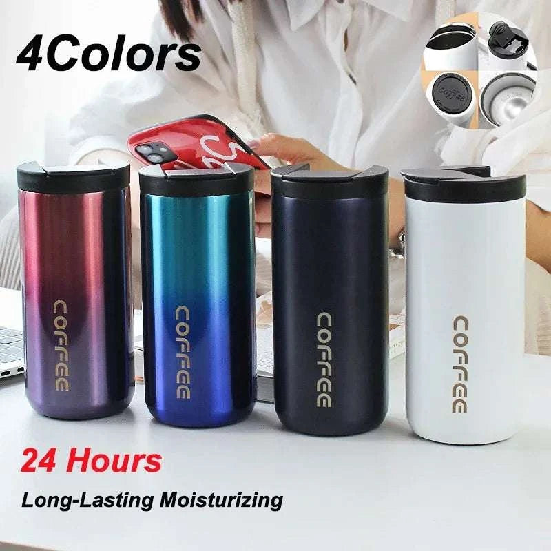 High Quality 304 Stainless Steel Travel Coffee Mug 400ML Double Wall Insulated Leak Proof Cup for Home Office Christmas Present Writings On The Wall 