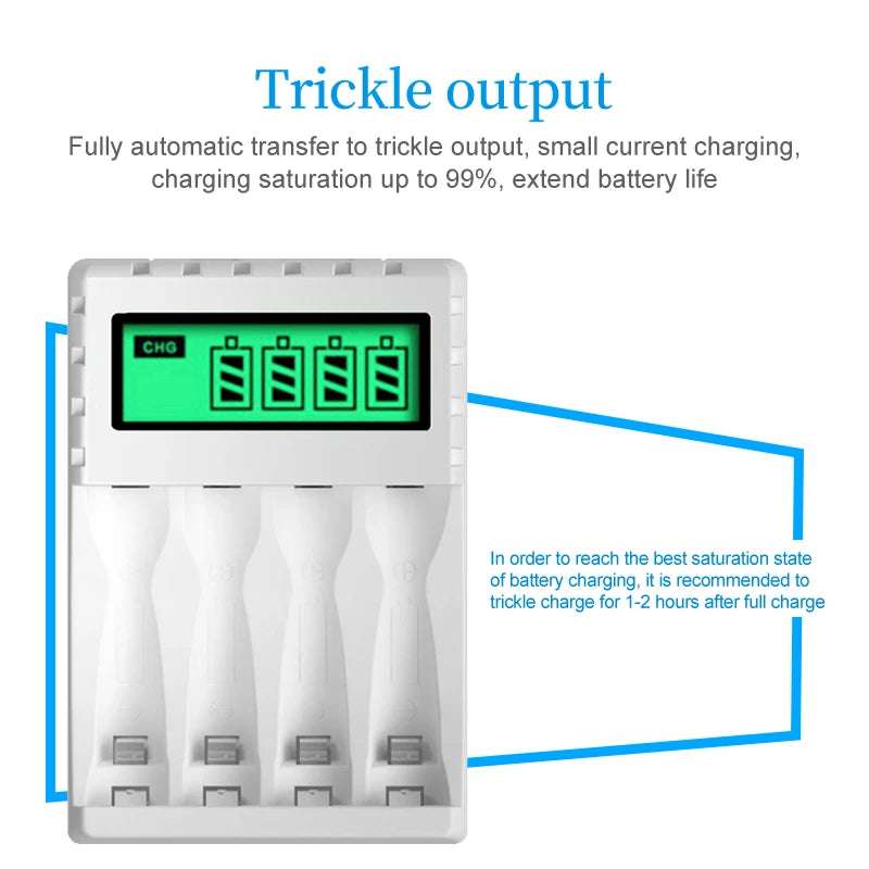 4 Slots Inteligent LCD Display Battery Charger Suitable for 1.2V AAAVAA Ni-Cd/Ni-Mh Rechargeable Battery Fast Charging Durable Writings On The Wall 