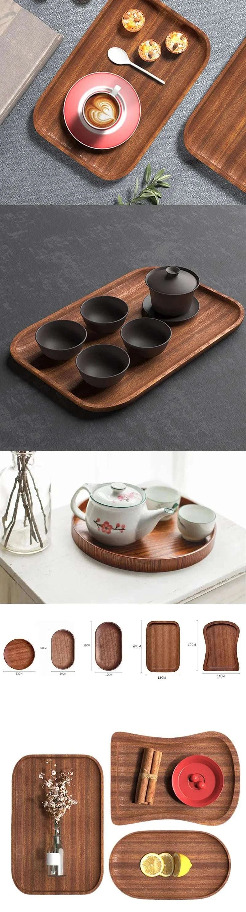 Walnut Wooden Tray Ins Wind Small Wooden Plate Japanese Rectangular Dinner Plate Cake Bread Coffee Tea Solid Wood Plate Tray Writings On The Wall 