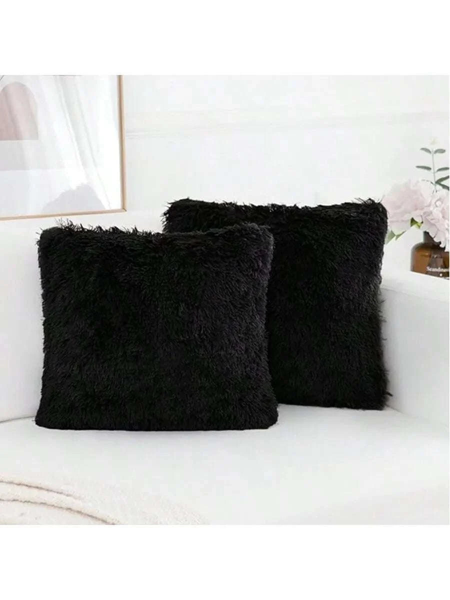 Pack of 2 Luxury Faux Fur Throw Pillow Cover Deluxe Decorative Plush Pillow Case Cushion Cover for Sofa Bedroom （no pillowcore） Writings On The Wall 