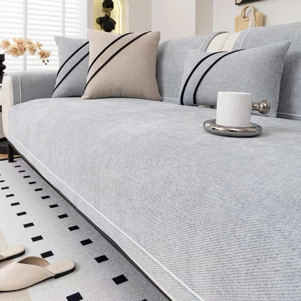 [Heavy Non-Slip Sofa Protector Classic] Luxurious Chenille Sofa Cover with Decorative Stitching - Thick, Sofa Towel Writings On The Wall 