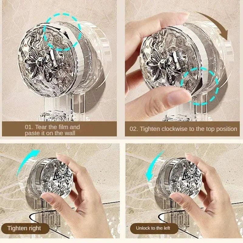 Shower Suction Cup Shelf Basket Light Glacier Pattern One Second Installation bathroom Organizer Storage Rotating to Suck Remove Writings On The Wall 