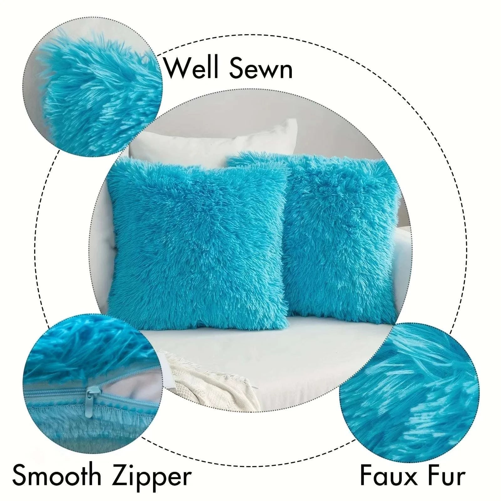 Pack of 2 Luxury Faux Fur Throw Pillow Cover Deluxe Decorative Plush Pillow Case Cushion Cover for Sofa Bedroom （no pillowcore） Writings On The Wall 