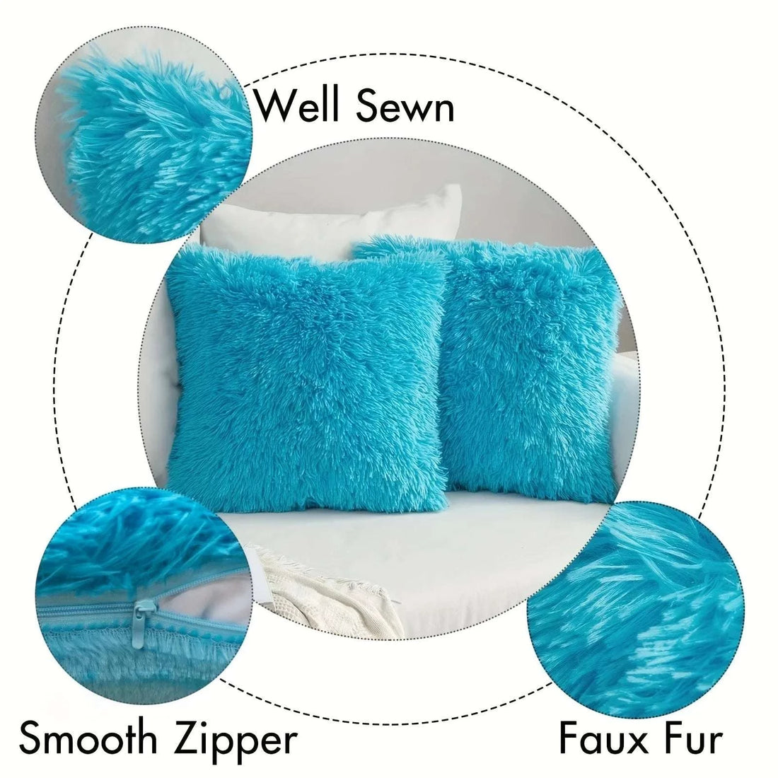 Pack of 2 Luxury Faux Fur Throw Pillow Cover Deluxe Decorative Plush Pillow Case Cushion Cover for Sofa Bedroom （no pillowcore） Writings On The Wall 