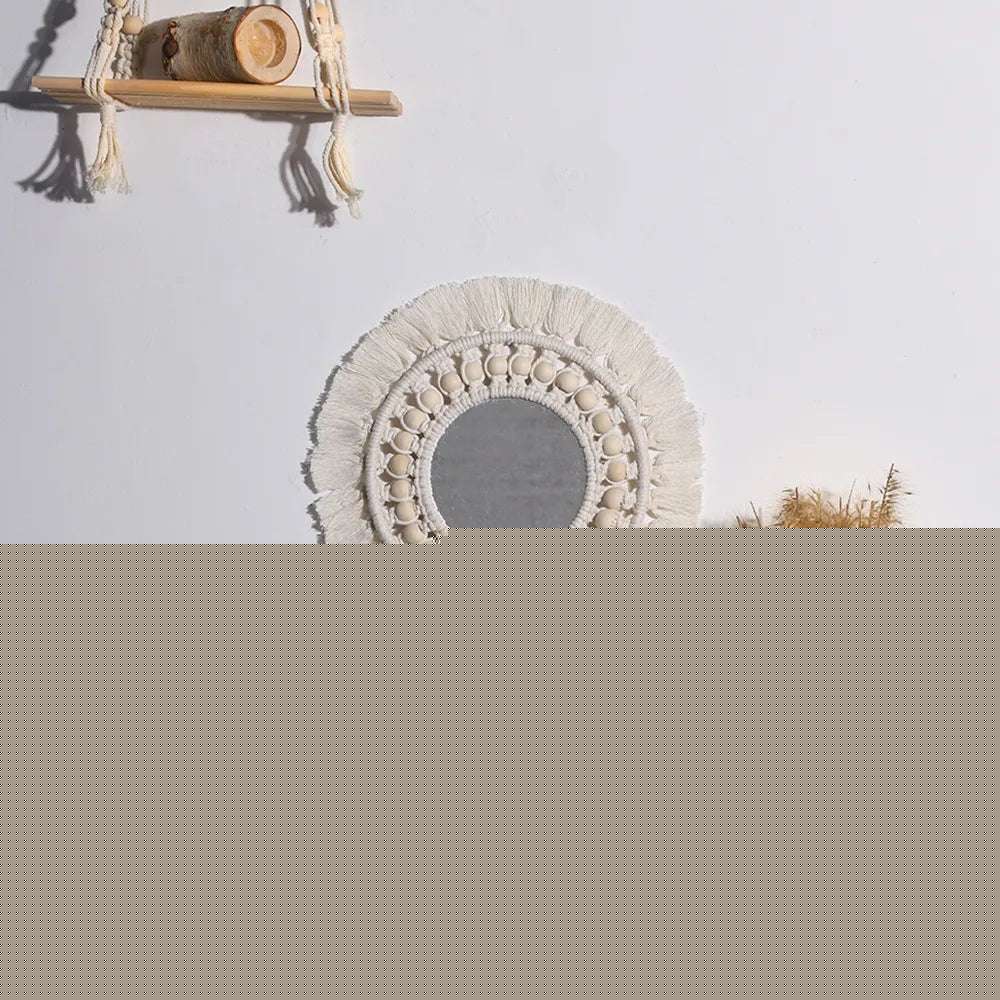 Wall Mirror Macrame Decorative Mirrors Boho Home Decor Wall Hanging Mirror for Living Room Decoration Bedroom Baby Nursery Gift Writings On The Wall 