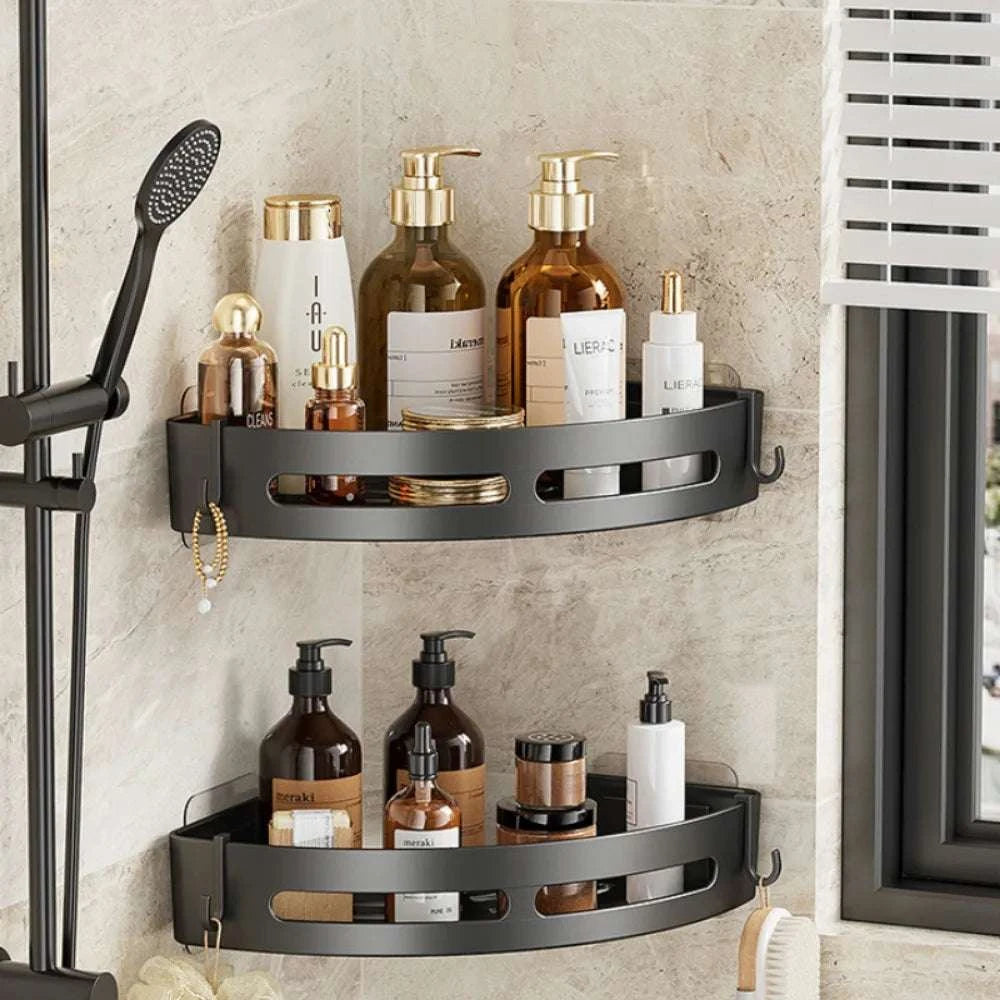 1/2/3pcs plastics Bathroom Shampoo Holder Adhensive Shower Caddy Shelves Storage No Drill Shelf Corner Towel Holder Shelves Writings On The Wall 