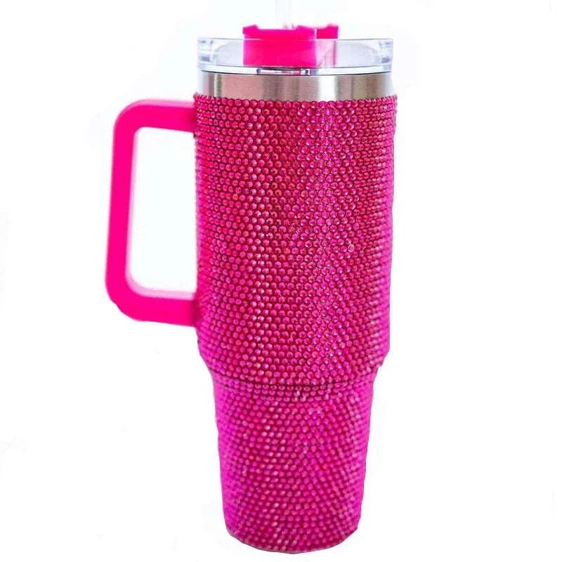 40oz Shiny Diamond Shiny Diamond Tumble Coffee Insulation Cup Stainless Steel Car Bottle Straw Large Capacity Rhinestone Cup Writings On The Wall 
