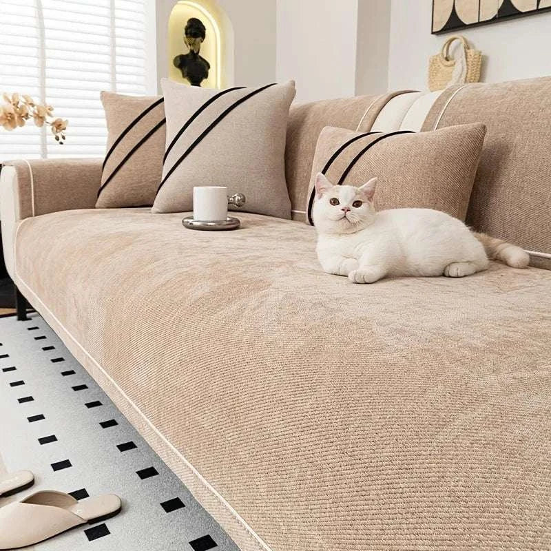 [Heavy Non-Slip Sofa Protector Classic] Luxurious Chenille Sofa Cover with Decorative Stitching - Thick, Sofa Towel Writings On The Wall 