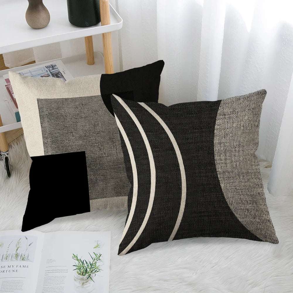 1/4pcs Abstract Geometric Throw Pillow Covers 45X45cm Modern Boho Black And White Decorative Cushion Cases Home Decor Writings On The Wall 