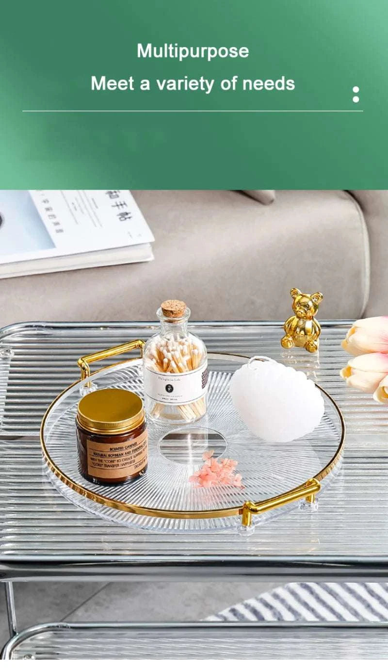 Round Serving Decorative Tray Plastic Serving Tray Kitchen Storages Decor for Party Coffee Table for Living Room Bathroom Writings On The Wall 