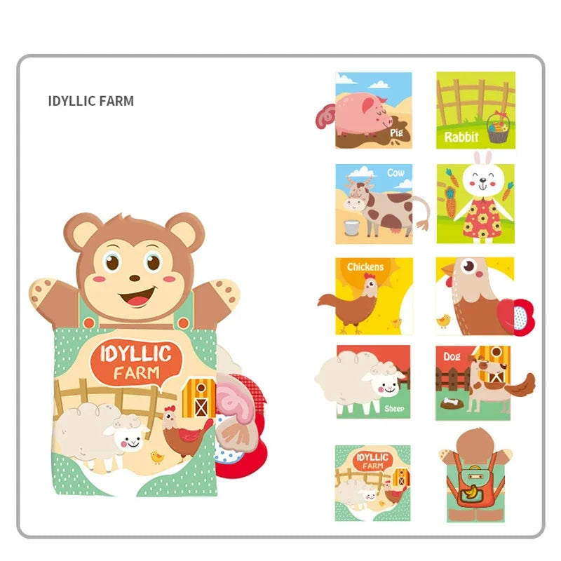 Hand Puppet Fabric Books Newborn Baby Educational Cloth Book Kids Early Learning Develop Cognize Reading Puzzle Book Toys игрушк