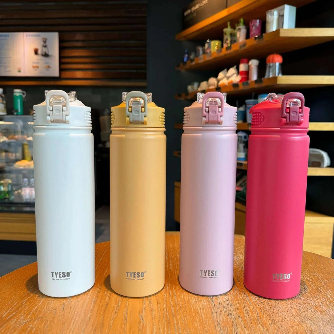 TYESO 600/750ML Thermos Bottle With Straw Stainless Steel Car Thermal Cup Sports Water Bottles Keeps Cold and Heat Thermal Mug Writings On The Wall 