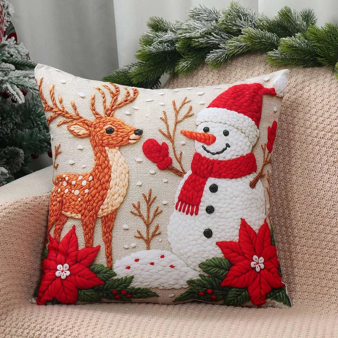4pcs Merry Christmas Cushion Cover Home Decorations 2025 Christmas Ornament Pillow Case Xmas Navidad Gifts New Year Gifts 2026 Writings On The Wall 