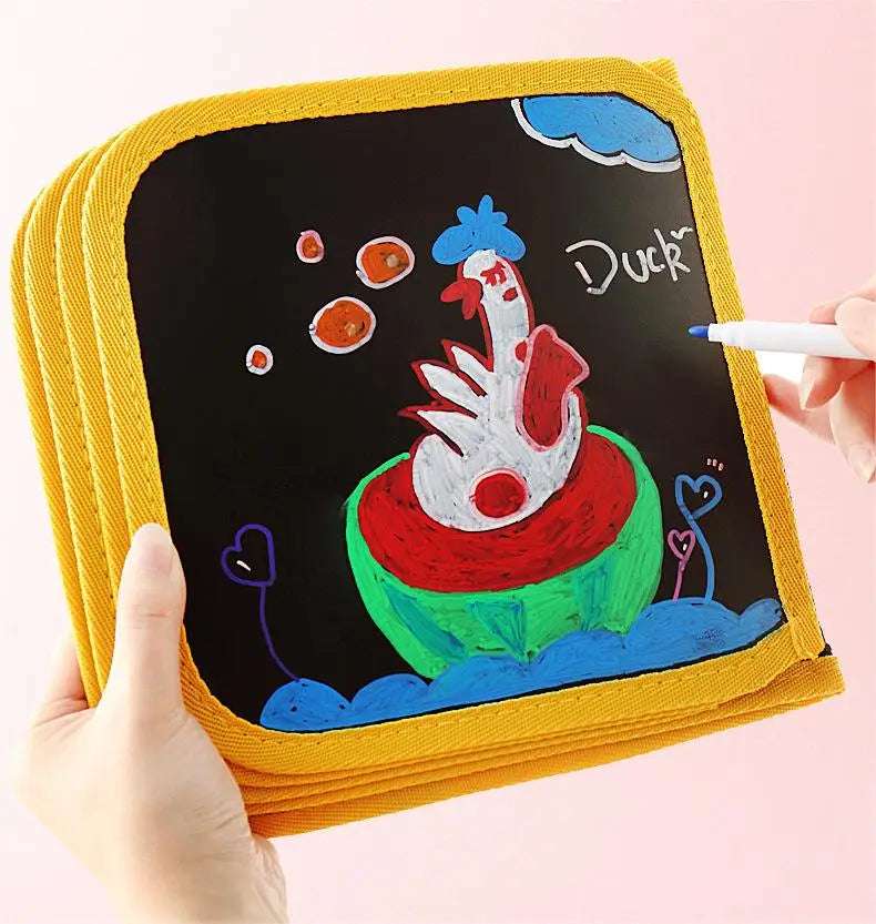 Montessori Portable Painting Book Set Magic Blackboard Coloring Pen Wiping Reusable Drawing Diy Puzzle Educational Toys Writings On The Wall 