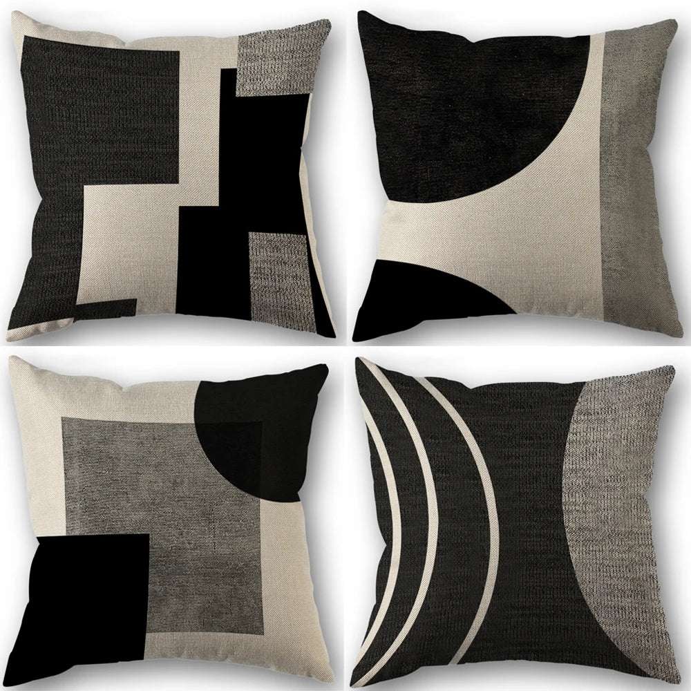 1/4pcs Abstract Geometric Throw Pillow Covers 45X45cm Modern Boho Black And White Decorative Cushion Cases Home Decor Writings On The Wall 