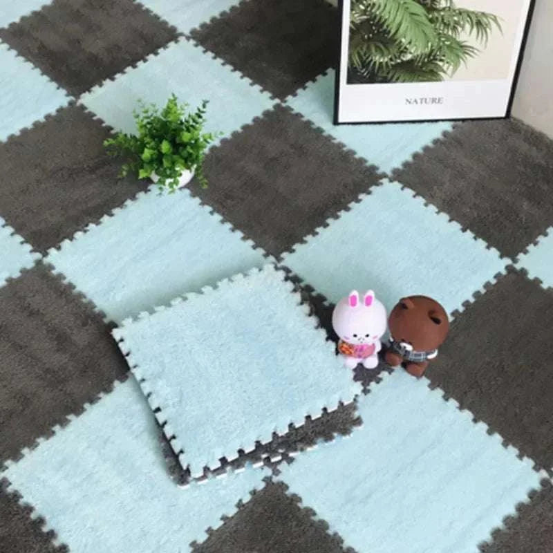 30*30CM Soft Plush Children Kids Rug Play Mat Puzzle Carpet Warm Playmat Interlocking Exercise Tiles Floor Carpet Decoration Mat Writings On The Wall 