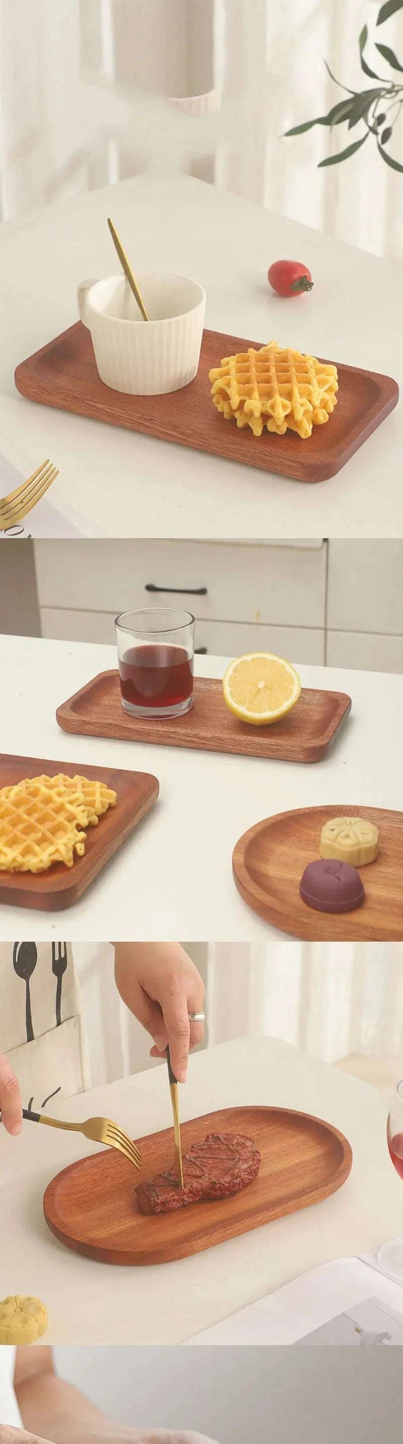 Walnut Wooden Tray Ins Wind Small Wooden Plate Japanese Rectangular Dinner Plate Cake Bread Coffee Tea Solid Wood Plate Tray Writings On The Wall 