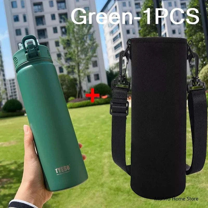 TYESO 600/750ML Thermos Bottle With Straw Stainless Steel Car Thermal Cup Sports Water Bottles Keeps Cold and Heat Thermal Mug Writings On The Wall 