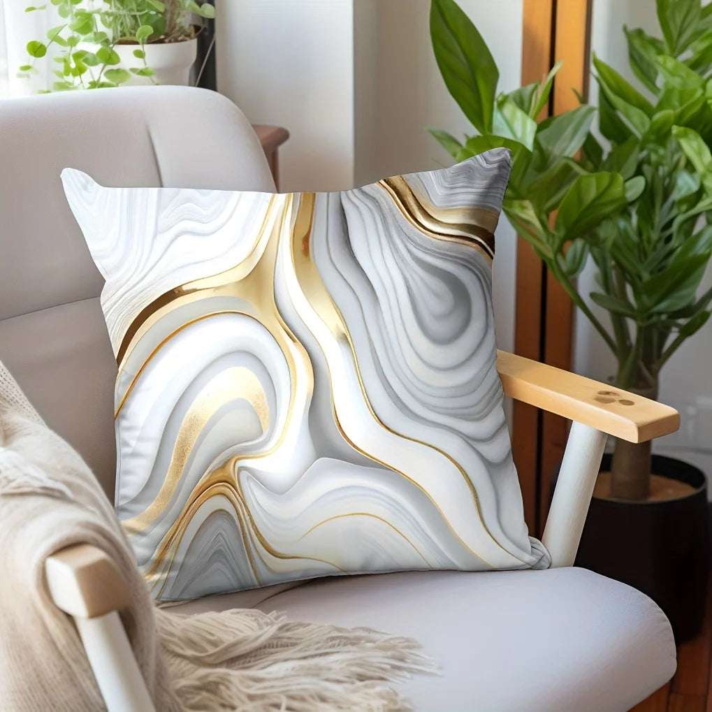 1pc Marble Textured Throw Pillowcase, Bedding Throw Pillow Cover ForLiving Room Bedroom Sofa, No Pillow Insert, 17.71*17.71in Writings On The Wall 