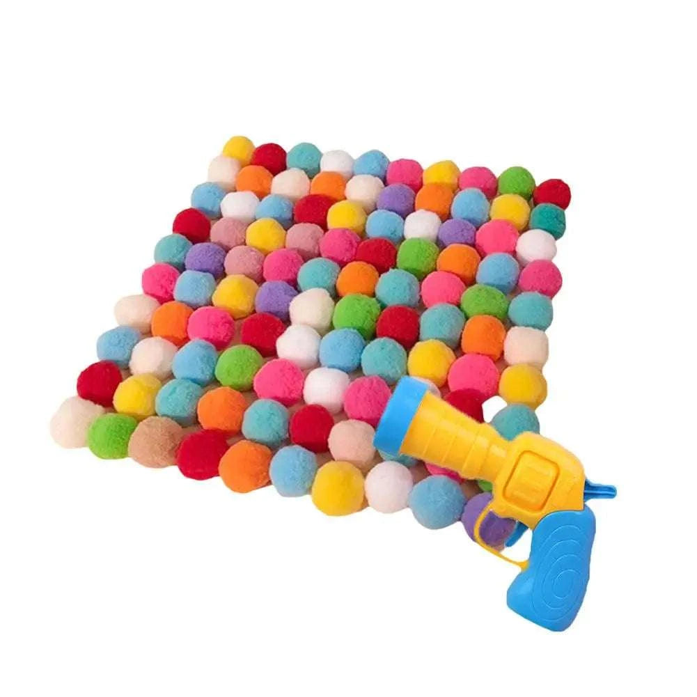 Cat Toys Interactive Launch Training Toy For Pet Kitten Creative Mini Shooting Gun Games Stretch Plush Ball Toys Pet Supplies Writings On The Wall 