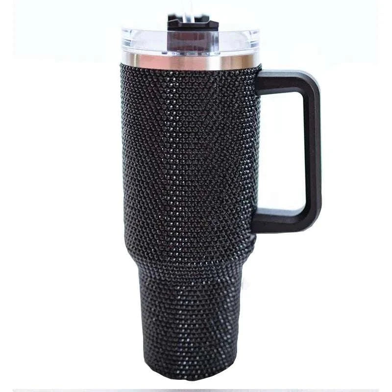 40oz Shiny Diamond Shiny Diamond Tumble Coffee Insulation Cup Stainless Steel Car Bottle Straw Large Capacity Rhinestone Cup Writings On The Wall 