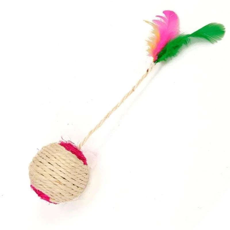 1Pc Cat Toy Sisal Scratching Ball Training Interactive Toy for Kitten Pet Cat Supplies Feather Toy Cat Toys Interactive Writings On The Wall 
