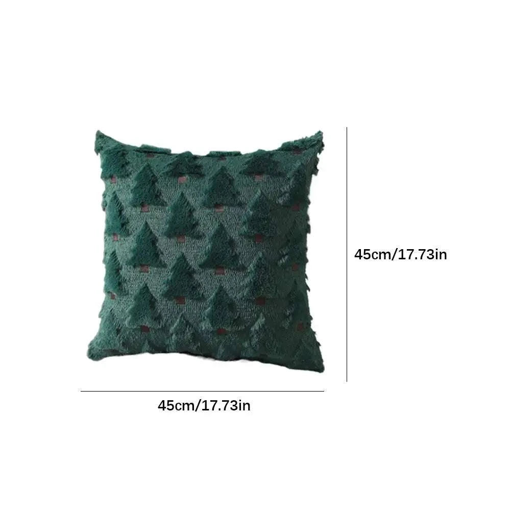 2Pcs 3D Plush Embroidery Christmas Tree Pillowcases Soft Comfortable Shape-resistant Simple Temperament Velvet Pillowcases Writings On The Wall 