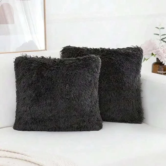 Pack of 2 Luxury Faux Fur Throw Pillow Cover Deluxe Decorative Plush Pillow Case Cushion Cover for Sofa Bedroom （no pillowcore） Writings On The Wall 
