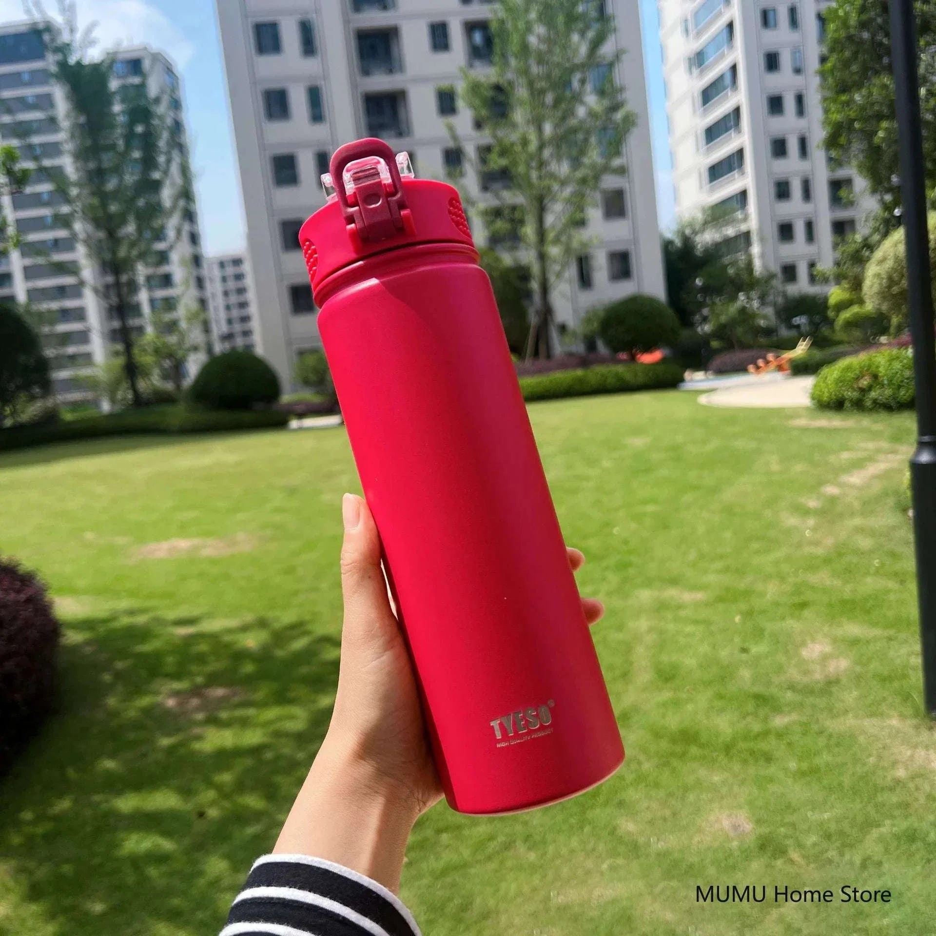 TYESO 600/750ML Thermos Bottle With Straw Stainless Steel Car Thermal Cup Sports Water Bottles Keeps Cold and Heat Thermal Mug Writings On The Wall 